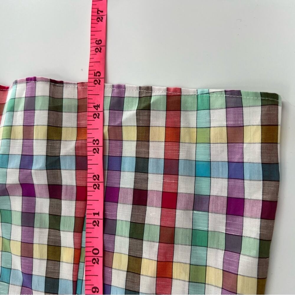 Lafayette 148 rainbow check ruffle‎ neck blouse sz 10 - Picture 6 of 6